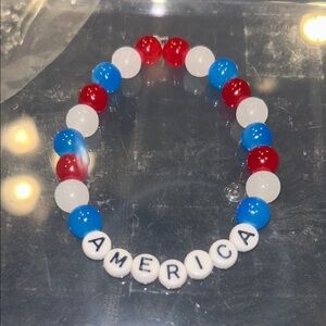 Red, White, and Blue Beaded Bracelet